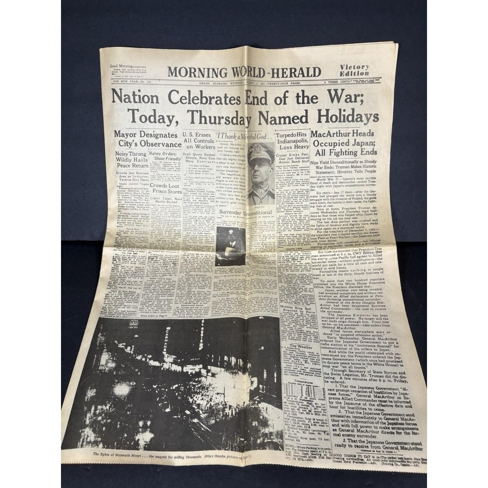 Omaha World Herald WWII Newspaper Page Lot Pearl Harbor D-Day Japan Surrender